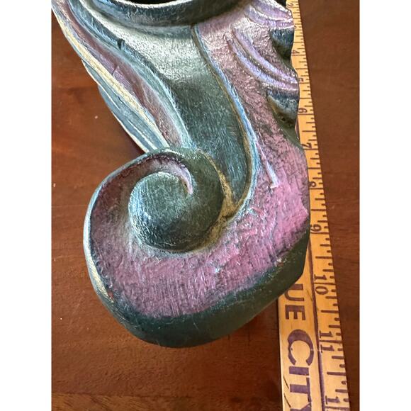 Vintage Wall Sconce Corbel Shelf solid wood Mexico blue burgundy 11x5” drape - Picture 6 of 16